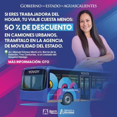 Trabajadoras del hogar recibirán 50% de descuento en camiones urbanos