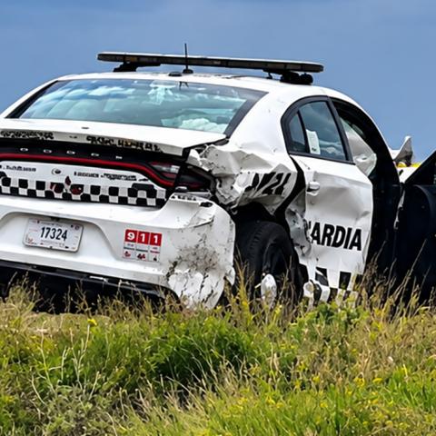 Tres elementos de la corporación federal resultaron lesionados tras el accidente ocurrido en el libramiento de Rincón de Romos