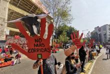 Manifestación en la Plaza México 