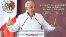 AMLO en el acueducto El Cuchillo II 