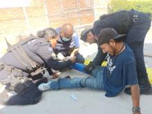 Los Policías que lo perseguían, tuvieron que pedirle una ambulancia para trasladarlo al Hospital Hidalgo