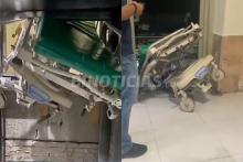 Falla elevador del IMSS en Monterrey y prensa una camilla