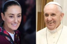  Sheinbaum con el papa Francisco en el Vaticano
