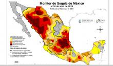 Mapa de sequía al 30 de abril 2024, CONAGUA