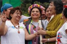  Clara Brugada tras asumir la jefatura de gobierno de la CDMX.