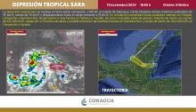 Sara entra a México como depresión tropical