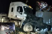 Tráiler se queda sin frenos y provoca un aparatoso accidente.