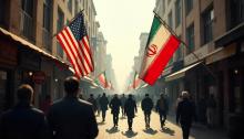 Bandera de EE. UU. y de Irán