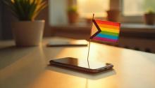 Celular y bandera LGBT