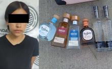 Lizeth escondió 6 botellas en su bolso de mano y quería salir de la tienda sin pagar