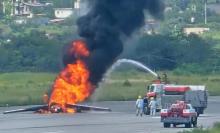 Accidente aéreo en el Aeropuerto Internacional de Cuernavaca deja dos heridos