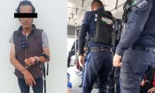 El sujeto visiblemente drogado, fue detenido por elementos de la Policía Municipal y el arma fue asegurada