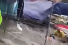 Inundaciones por lluvias en tianguis de Solidaridad II