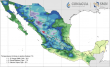 Frente frío 23 provocará heladas y lluvias en varios estados del país
