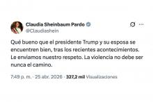 Sheinbaum se pronuncia tras evacuación de Trump en Cena de Corresponsales: "Qué bueno que se encuentren bien"