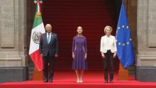 Diplomáticos de la Unión Europea llegan a Palacio Nacional para reunión con Sheinbaum