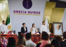 Grecia Quiroz presenta su segundo informe en Uruapan; recuerda la figura de Carlos Manzo