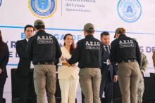 Tere Jiménez entrega vehículos y armas a la Fiscalía de Aguascalientes